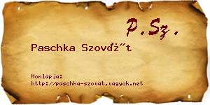 Paschka Szovát névjegykártya